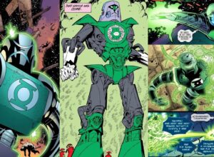 Кто такой Стел из Корпуса Зелёных Фонарей DC? Стел (англ. Stel) — персонаж комиксов DC, Зелёный Фонарь сектора 3009 с планеты Гренда. Разумный робот ростом около 2,6 метра и весом около шестидесяти тонн, он один из старейших инопланетных членов Корпуса Зелёных Фонарей: впервые появился ещё в 1962 году. За долгую историю Стела не раз уничтожали и собирали заново. Его убивали Крона и охотница за головами Фаталити, а его голова однажды стала её трофеем. Тем не менее робот каждый раз возвращался к службе, а в 2010 году сменил Килоуога на посту инструктора новобранцев Корпуса. Самую яркую роль в новейших комиксах Стел получил у Гранта Моррисона в 2019 году: «офицер Стел» возглавил расследование убийства целой планеты. Персонажа придумали сценарист Джон Брум и художник Гил Кейн.